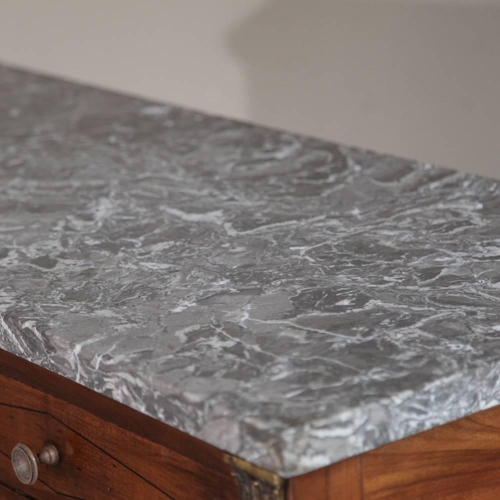 19th Century French Empire Walnut Marble-Top Buffet/Sideboard In Excellent Condition In Dallas, TX