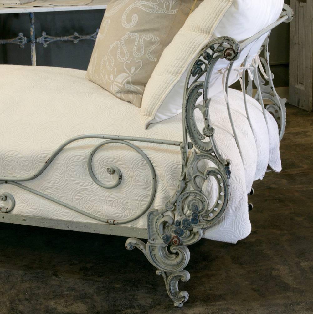 19th Century Wrought Iron Painted Campaign Bed 3