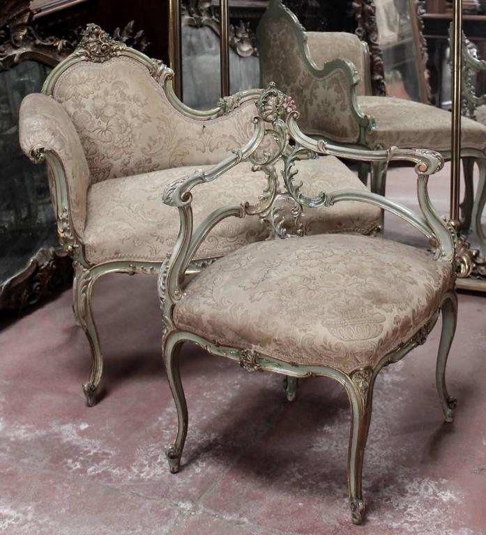 Antique Painted DemiCanapé at 1stDibs