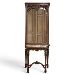 19th Century French Walnut Louis XIV Style Marble-Top Console & Beveled Mirror