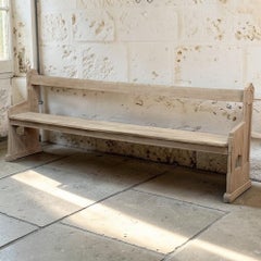 19th Century Gothic Revival Stripped Oak Church Bench
