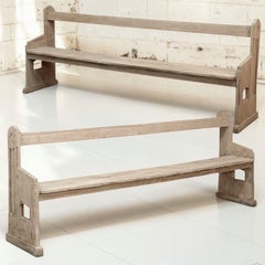 19th Century Gothic Revival Stripped Oak Church Bench