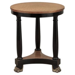 French Art Deco Period Empire Style Round End Table with Birdseye Maple Top
