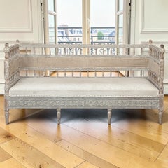 18th Century Swedish Gustavian Neoclassical Scraped Painted Bench