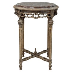 Antique French Louis XVI Stripped Marble Top Occasional Table