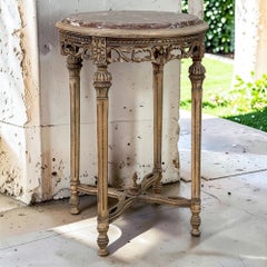 Antique French Louis XVI Stripped Marble Top Occasional Table
