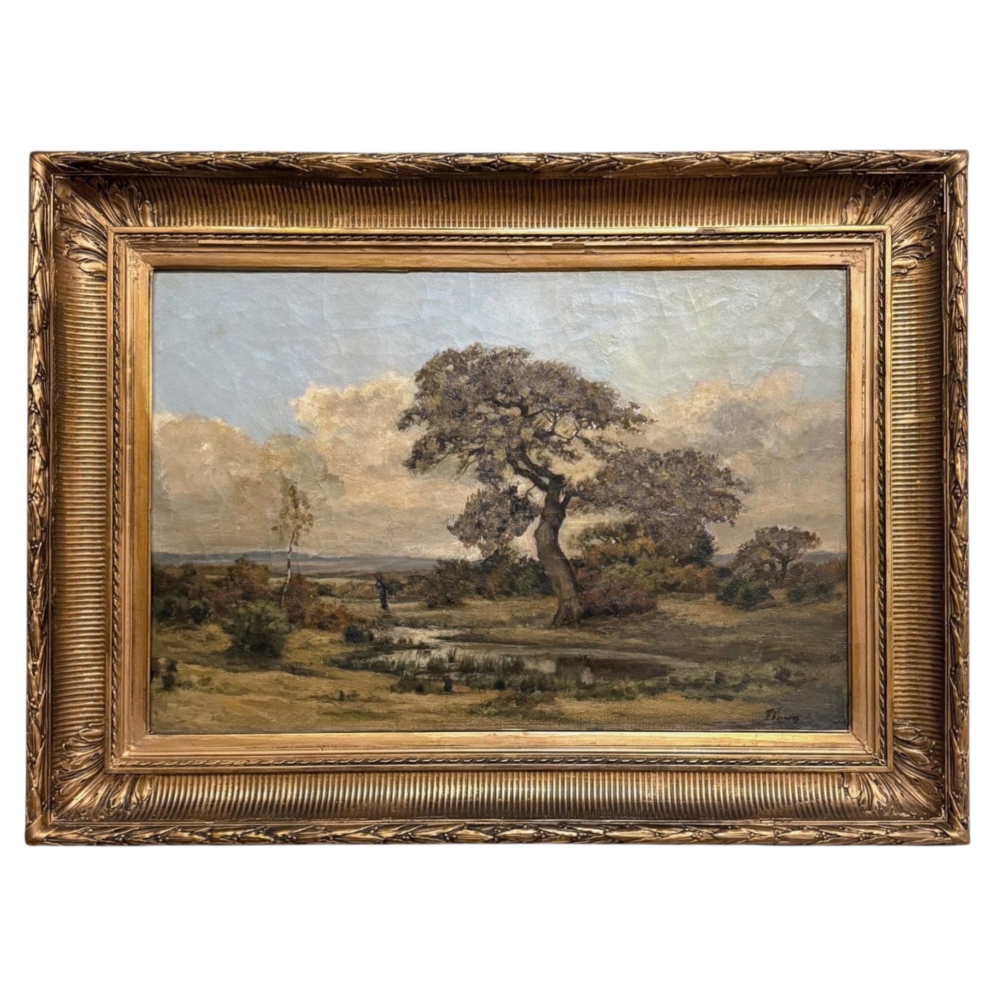 Framed 19th Century Oil Painting on Canvas by Théodore Baron (1840-1899)