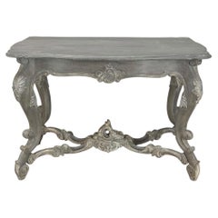 19th Century French Régence Hand-Carved & Painted Center Table