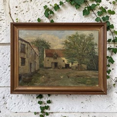 Framed Oil Painting on Canvas signed Klein 'Country Farmhouse'