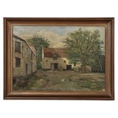 Framed Oil Painting on Canvas signed Klein 'Country Farmhouse'