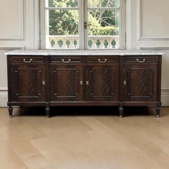 French Louis XVI Mahogany Buffet with Carrara Marble