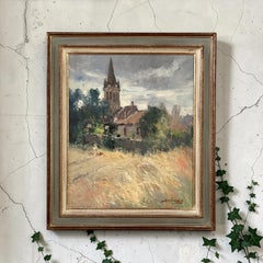 Framed Oil Painting on Canvas by Jose Salvaggio (1953-) 'Village on the Saulx'