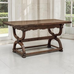 18th Century Spanish Oak Trestle Table ~ Console ~ Library Table