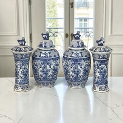 19th Century Boch Hand-Painted Blue & White Delft Garniture Set