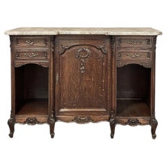 Antique French Louis XV Display Buffet with Travertine Top