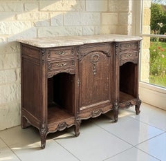 Antique French Louis XV Display Buffet with Travertine Top