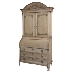 18th Century Dutch Neoclassical Stripped Oak Secretary ~ Bookcase