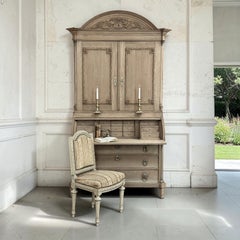 18th Century Dutch Neoclassical Stripped Oak Secretary ~ Bookcase