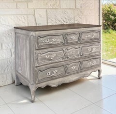 18th Century Country French Painted Commode with Bronze Pulls & Keyguards