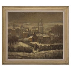 Framed Oil Painting on Board by Maurice Fourneau (1900-1990) 'Winter Village'