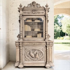 19th Century French Renaissance Revival Bookcase ~ Bibliotheque in Stripped Oak