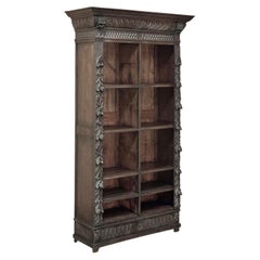 19th Century Renaissance Revival Carved Oak Barrister's Bookcase