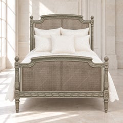 19th Century French Louis XVI Painted Cane Bed by Hopilliart & Leroy of Paris