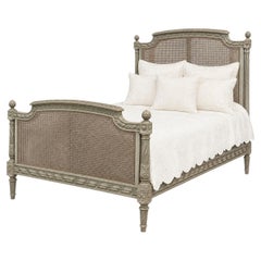 19th Century French Louis XVI Painted Cane Bed by Hopilliart & Leroy of Paris