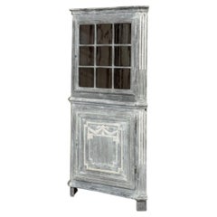 18th Century French Neoclassical Painted Corner Vitrine ~ Curio Cabinet