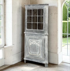 18th Century French Neoclassical Painted Corner Vitrine ~ Curio Cabinet