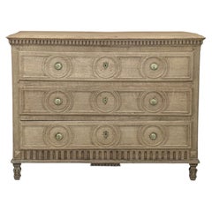 18th Century French Louis XVI Period Three-Drawer Commode in Stripped Oak