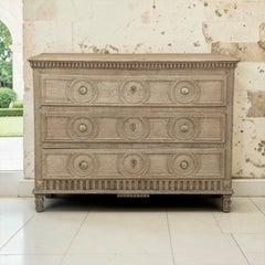 18th Century French Louis XVI Period Three-Drawer Commode in Stripped Oak