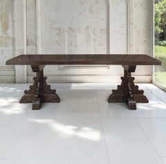 Grand Country French Elm Double Pedestal Dining Table