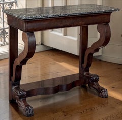 19th Century French Louis Philippe Period Mahogany Marble Top Console