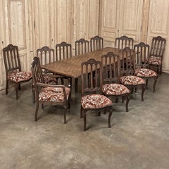 Set of 12 Antique Country French Regence Style Dining Chairs includes 2 Armchair