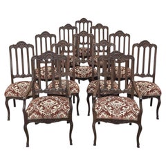 Set of 12 Antique Country French Regence Style Dining Chairs includes 2 Armchair