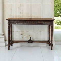 19th Century Country French Louis XVI Hand-Carved Walnut Console ~ Sofa Table