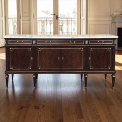 Französisches Louis-XVI-Mahagoni-Buffet des 19. Jahrhunderts mit Carrara-Marmorplatte