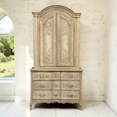 18th Century Country French Louis XV Liegeois Stripped Oak Commode a Deux Corps