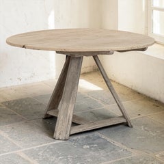 18th Century Rustic Dutch Stripped Oak Round Tilt Top Center Table