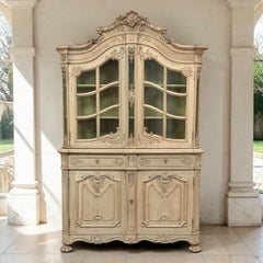 Antique Liegeoise Regence Stripped Oak Bookcase ~ Display Cabinet
