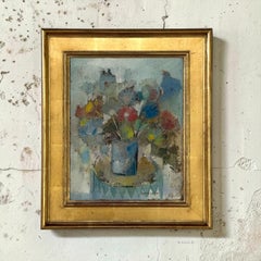 id Century Modernist Floral Still Life Oil Painting by Marcel Mortier in Origina