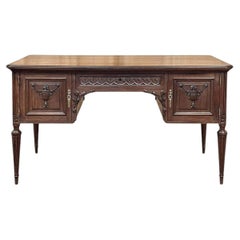 Antique French Louis XVI Mahogany Desk by Hirler of Alsace