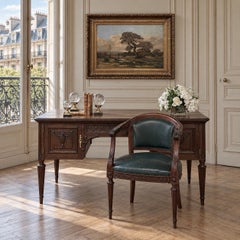 Antique French Louis XVI Mahogany Desk by Hirler of Alsace