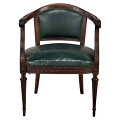 Antique French Louis XVI Neoclassical Mahogany Armchair by Hirler of Alsace