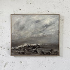 Mid Century Oil on Canvas by Francine Kerckx (1921-?) 'Stormy Seascape'