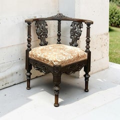 Antique 19th Century Italian Renaissance Revival Corner Armchair