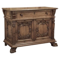 Antique French Louis XIV Renaissance Revival White Oak Buffet