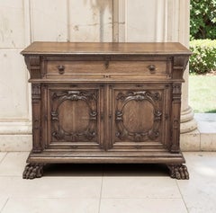 Antique French Louis XIV Renaissance Revival White Oak Buffet