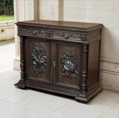 19th Century French Henri II Renaissance Revival Carved Oak Buffet